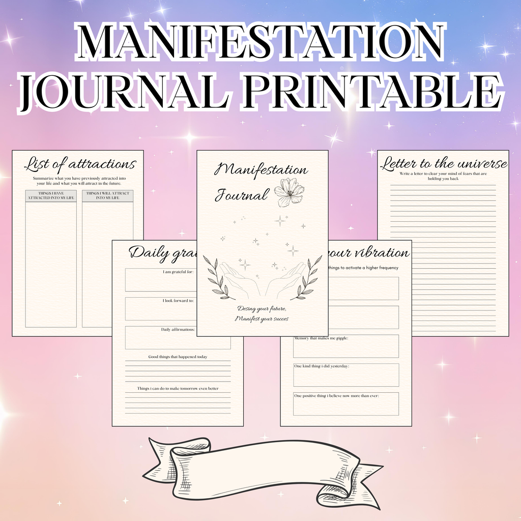 Manifestation Journal Printable PDF PNG | Law of Attraction Planner | Mindset & Abundance Journal | Instant Download