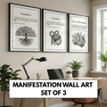 Manifestation Wall Art Set of 3 PDF PNG | Law of Attraction Prints | Positive Affirmation Decor | Instant Download