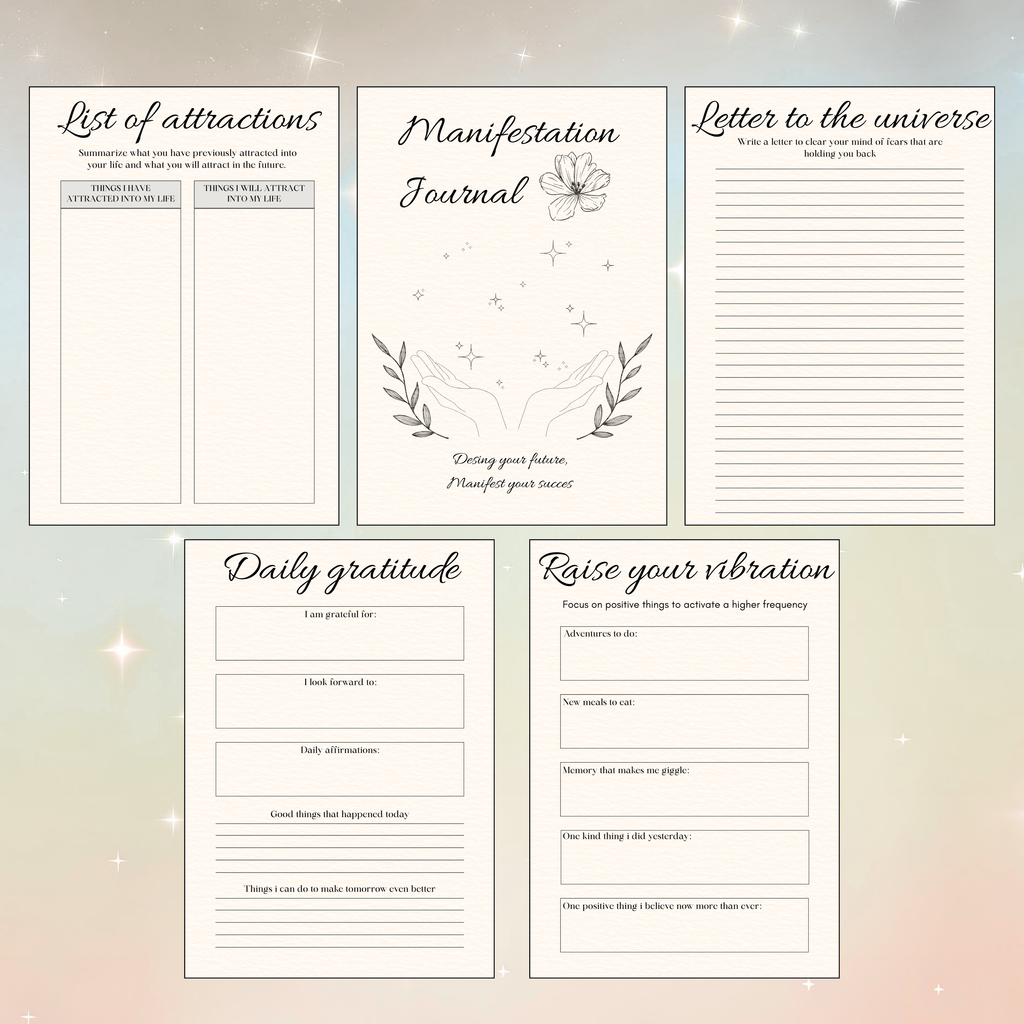 Manifestation Journal Printable PDF PNG | Law of Attraction Planner | Mindset & Abundance Journal | Instant Download