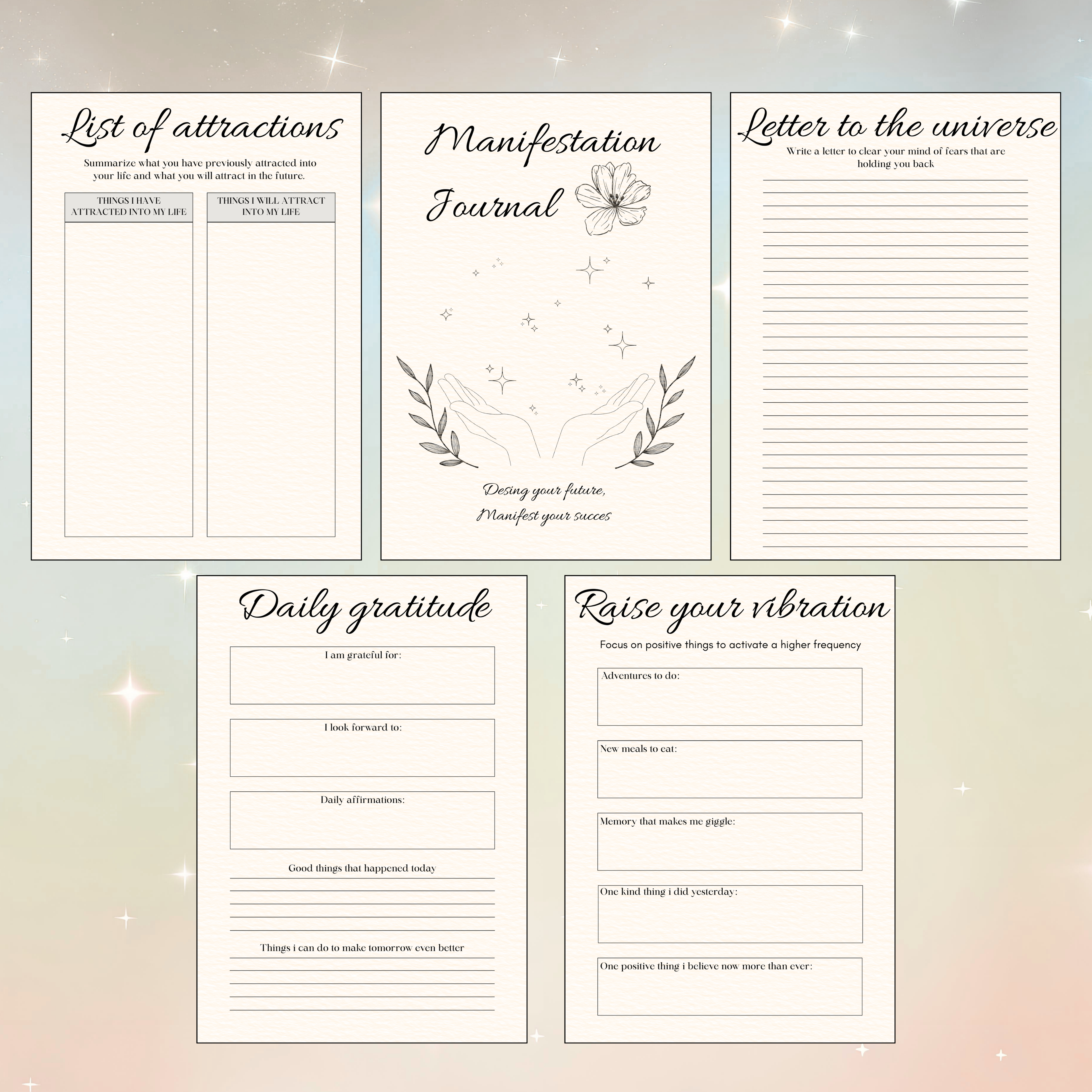 Manifestation Journal Printable PDF PNG | Law of Attraction Planner | Mindset & Abundance Journal | Instant Download