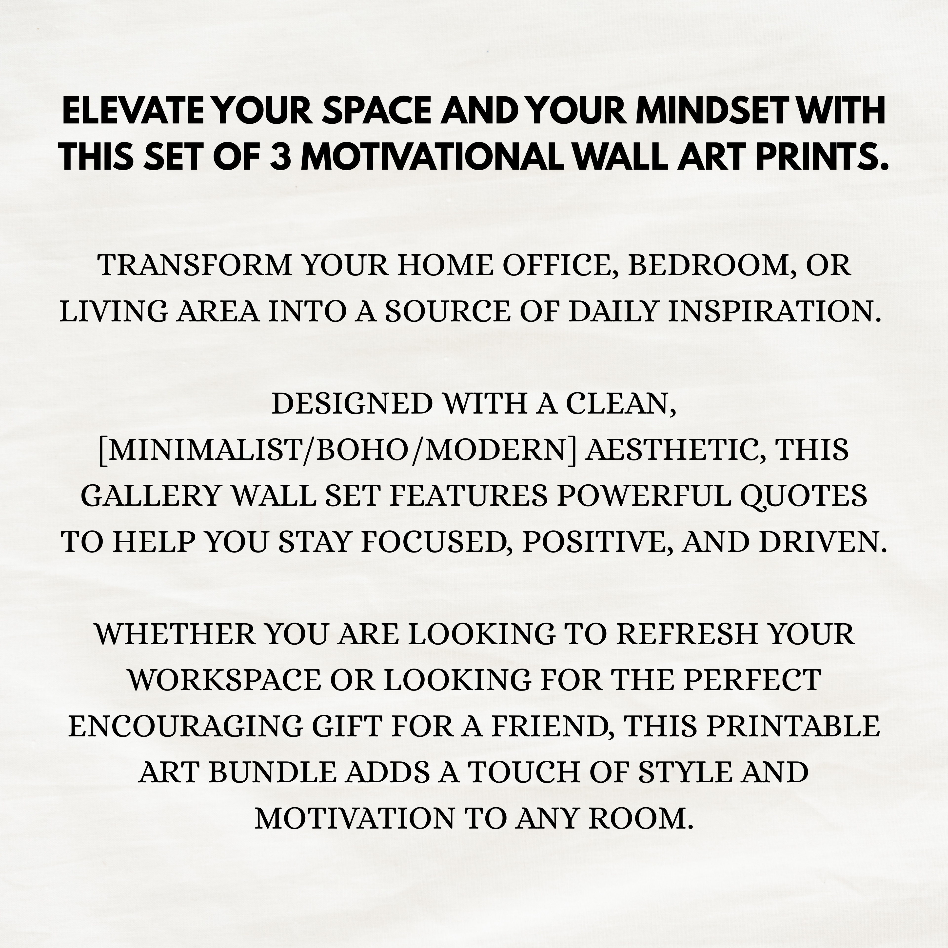 Set of 3 Motivational Wall Art Prints PDF PNG | Inspirational Quotes Decor | Positive Thinking Printable | Instant Download