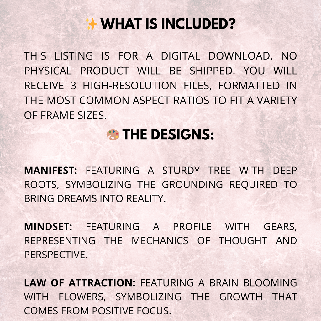 Manifestation Wall Art Set of 3 PDF PNG | Law of Attraction Prints | Positive Affirmation Decor | Instant Download