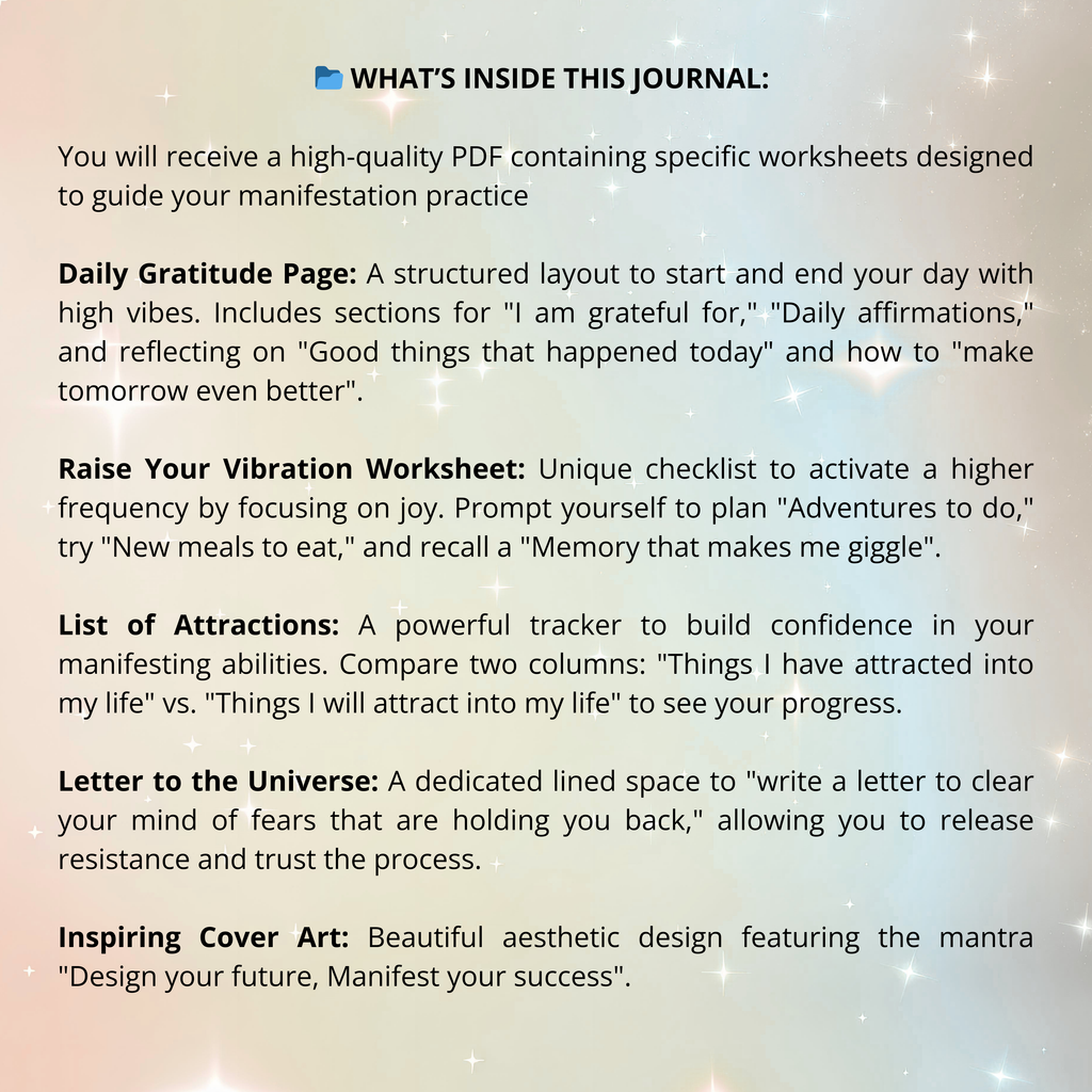 Manifestation Journal Printable PDF PNG | Law of Attraction Planner | Mindset & Abundance Journal | Instant Download