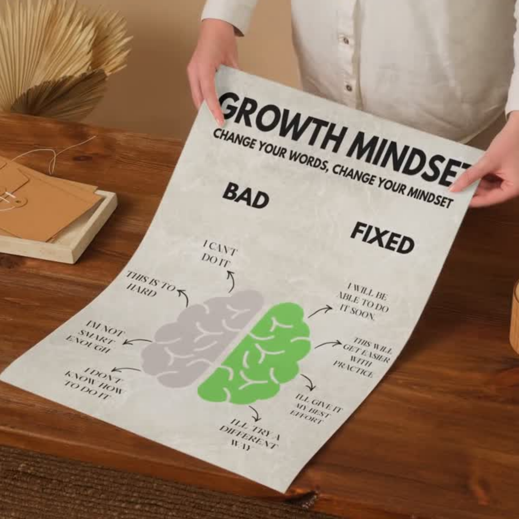 Growth Mindset Poster PDF PNG | Motivational Wall Art | Success & Positive Thinking Print | Instant Download