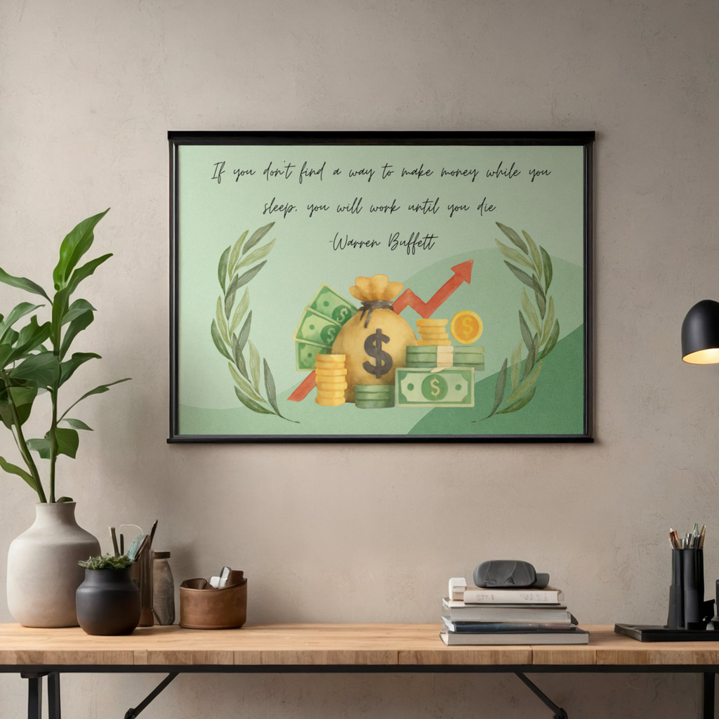 Motivational Money Quotes Warren Buffett & Robert Kiyosaki Prints PDF PNG | Wealth Mindset Wall Art | Instant Download